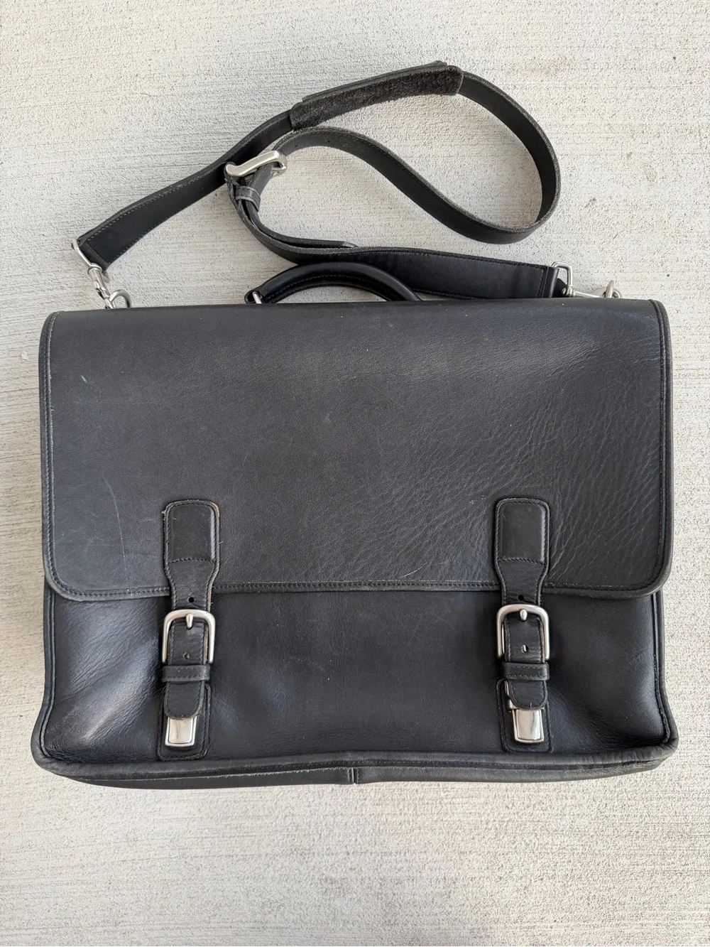 Vintage Coach L0S-5310 Black Leather Briefcase Messenger Laptop BagShoulderStrap